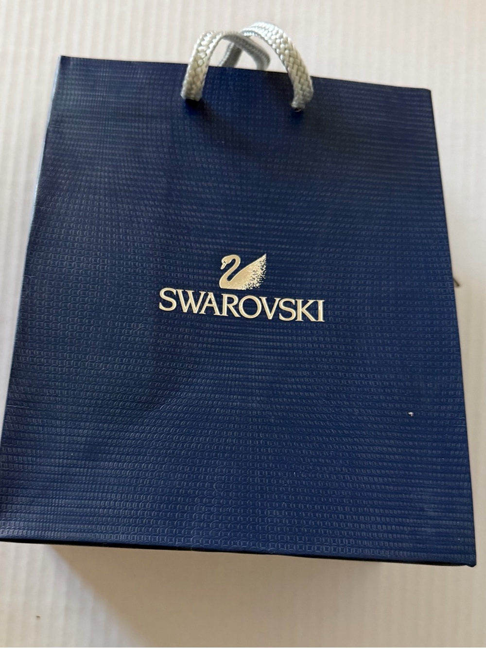 Swarovski Deep Blue Gift Bag with Silver Logo and Handles